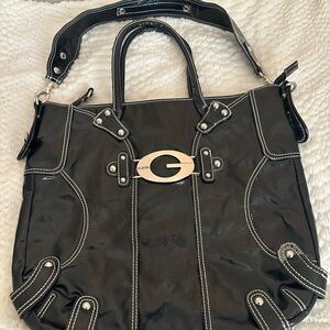 Guess Black Tote Bag with Silver Accents